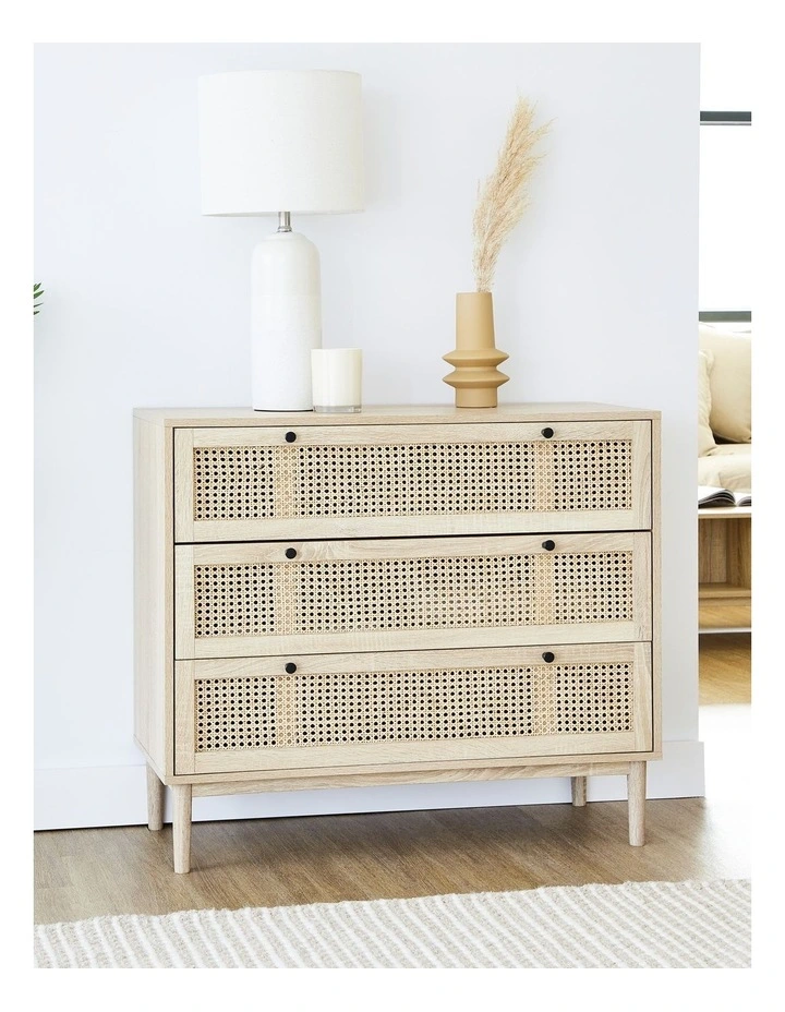 Oahu Rattan Chest of 3 Drawers 90cm in Natural image 4