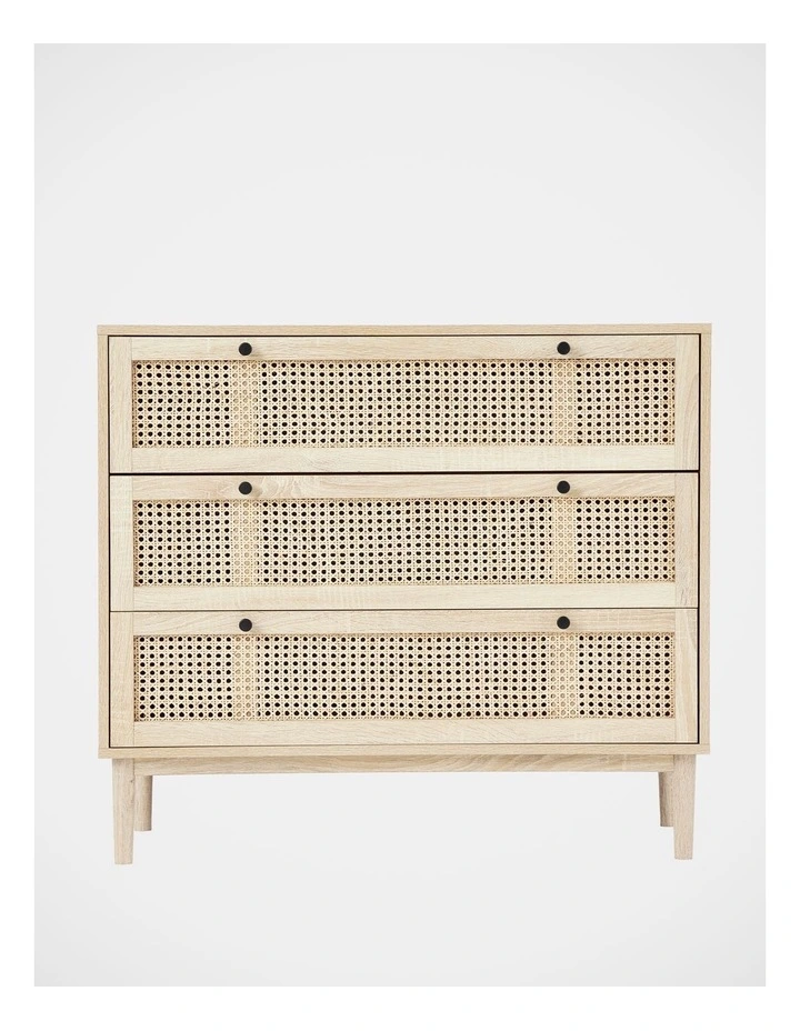 Oahu Rattan Chest of 3 Drawers 90cm in Natural image 6