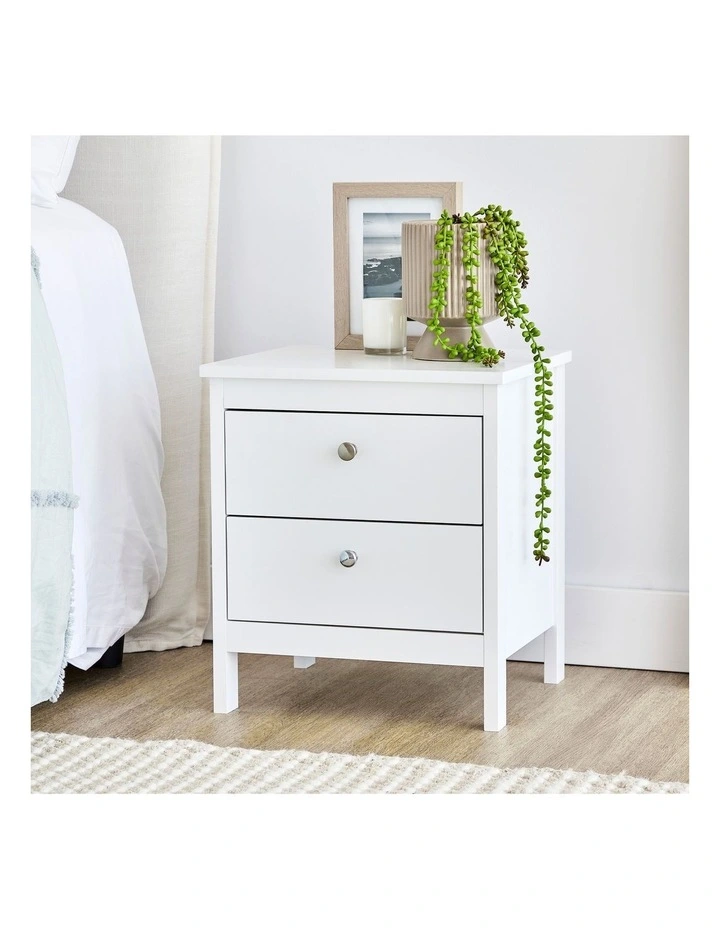 Gemini Bedside Table 35cm in White image 4