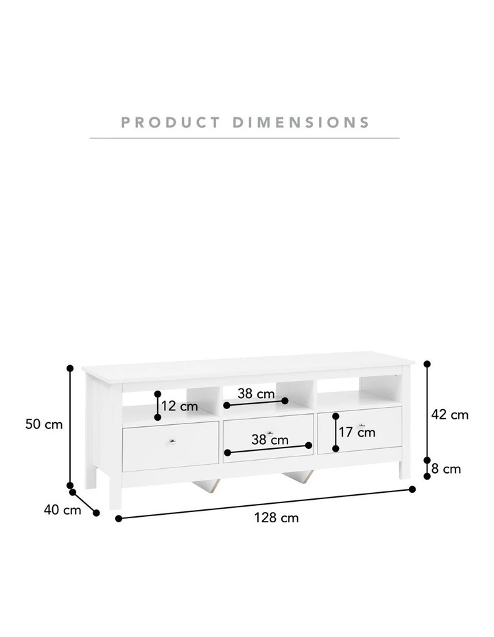 Gemini TV Unit 128cm in White image 3
