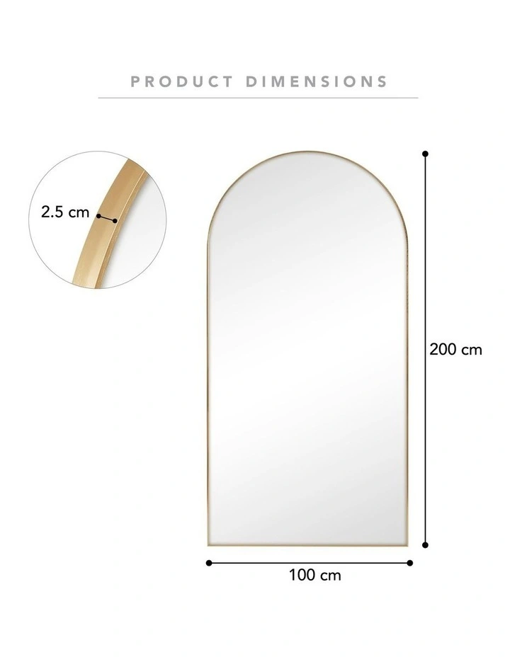 Cindy XXL 200cm Arch Mirror in Gold image 3