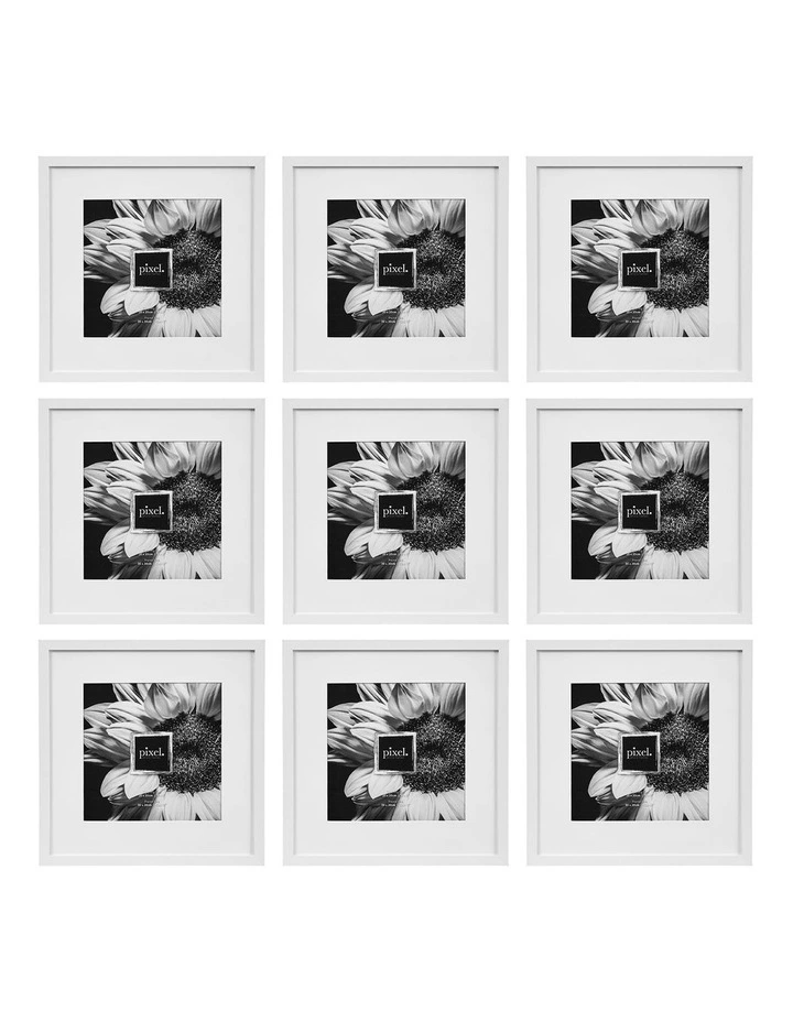 Pixel Photo Frame Mat to 12x12 Set Of 9 8x8 in White image 1