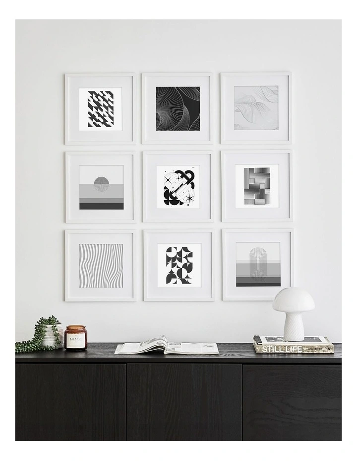 Pixel Photo Frame Mat to 12x12 Set Of 9 8x8 in White image 2