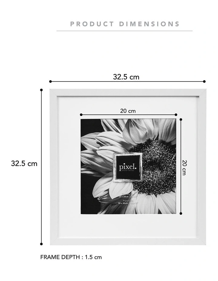 Pixel Photo Frame Mat to 12x12 Set Of 9 8x8 in White image 3
