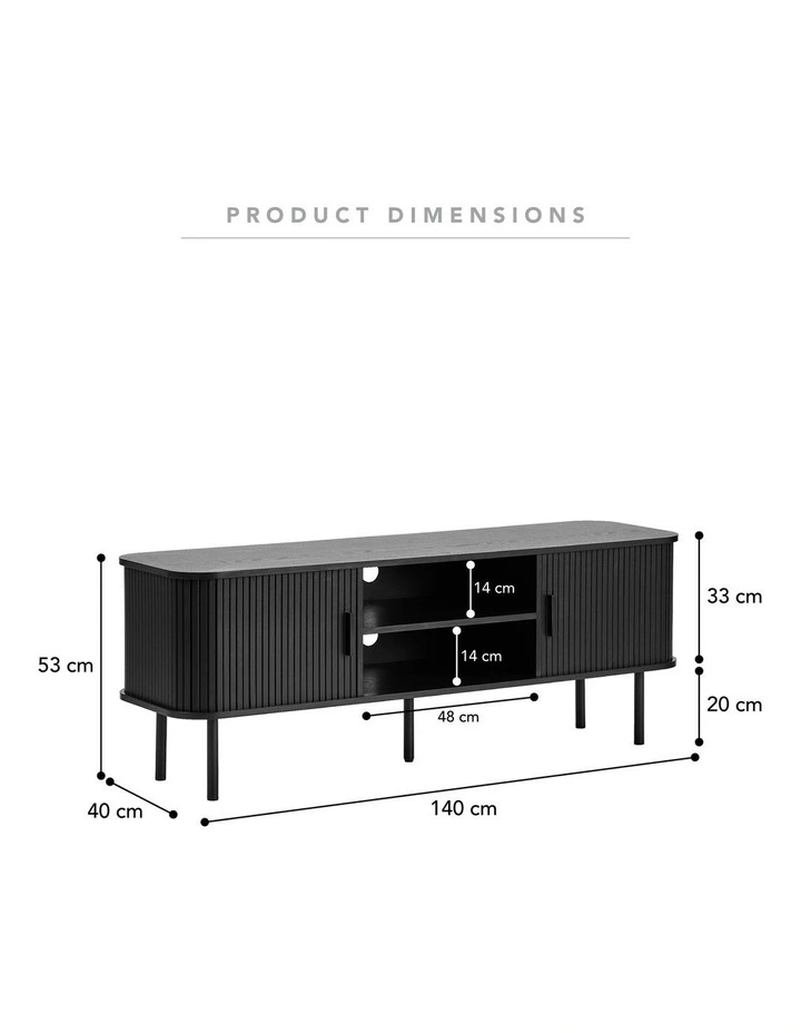 Haven Sliding Door Tv Unit 140cm in Black image 4