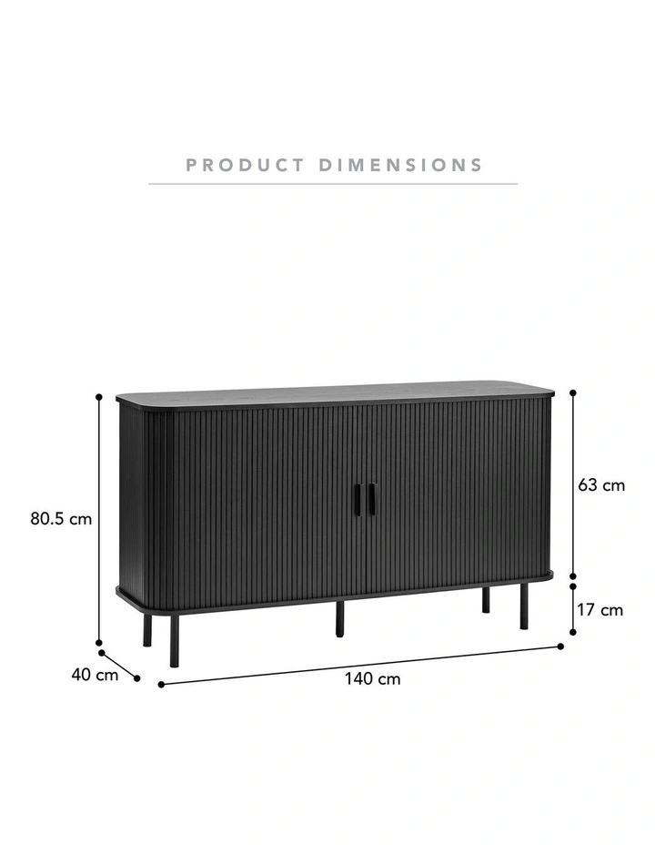 Haven Sliding Door Sideboard 140cm in Black image 4