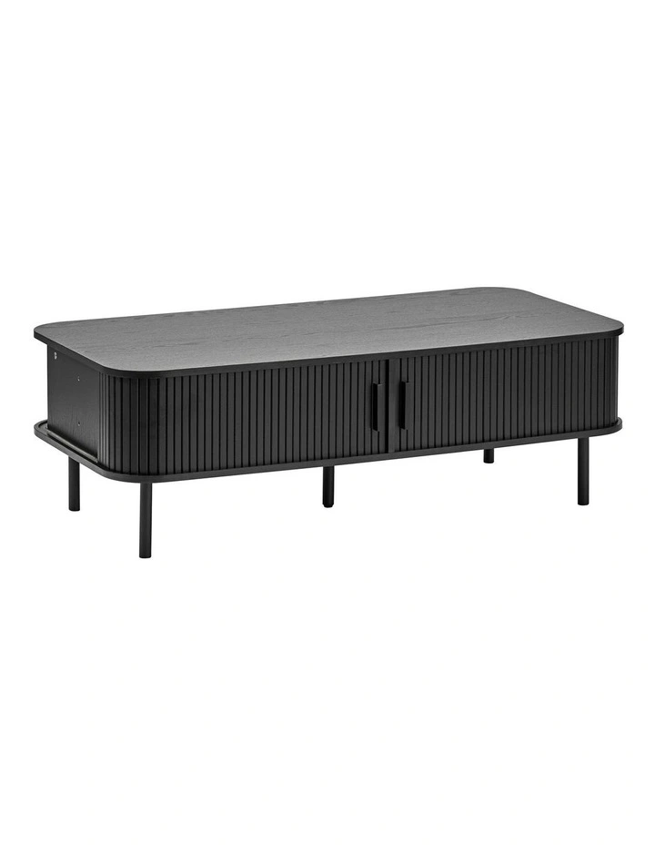 Haven Sliding Door Coffee Table 120cm in Black image 1