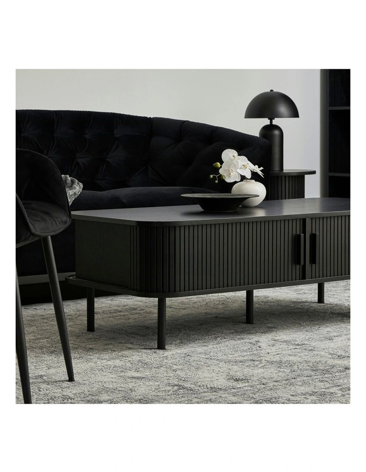Haven Sliding Door Coffee Table 120cm in Black image 4