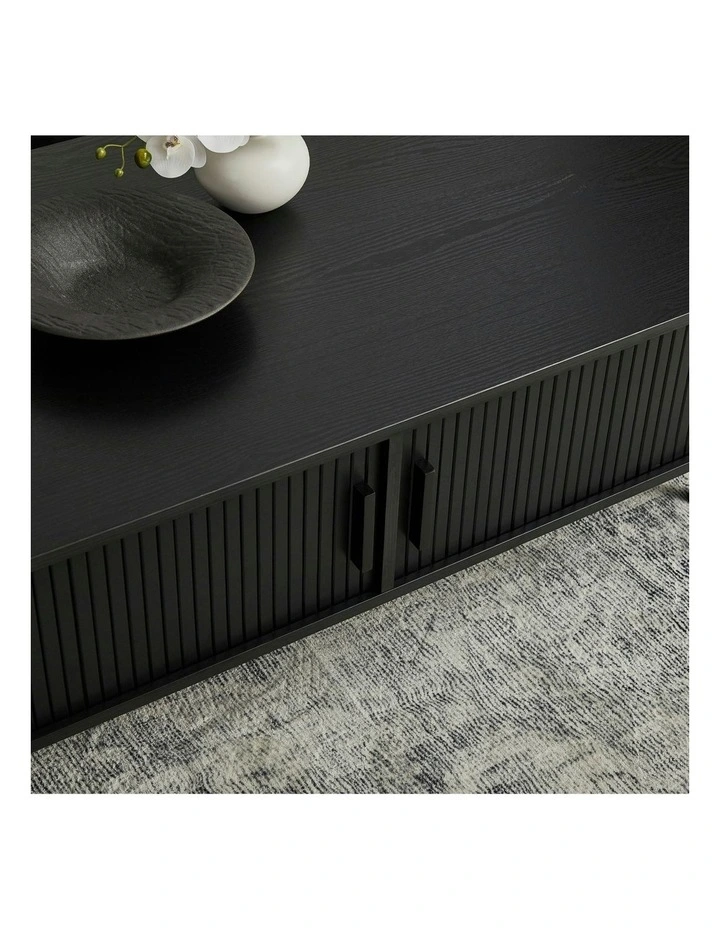 Haven Sliding Door Coffee Table 120cm in Black image 5