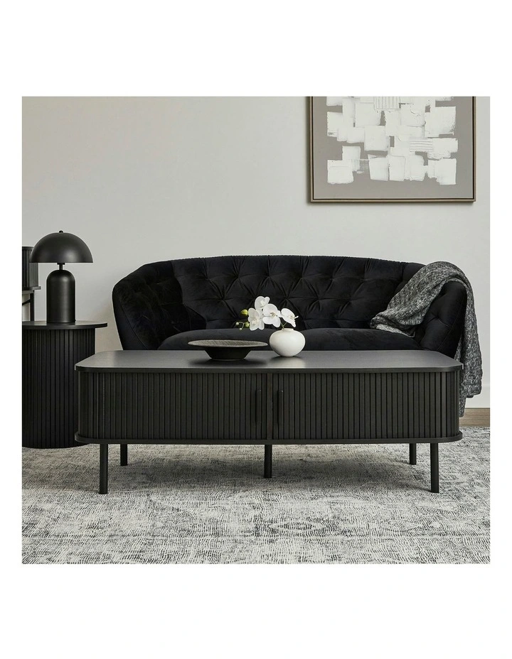 Haven Sliding Door Coffee Table 120cm in Black image 6