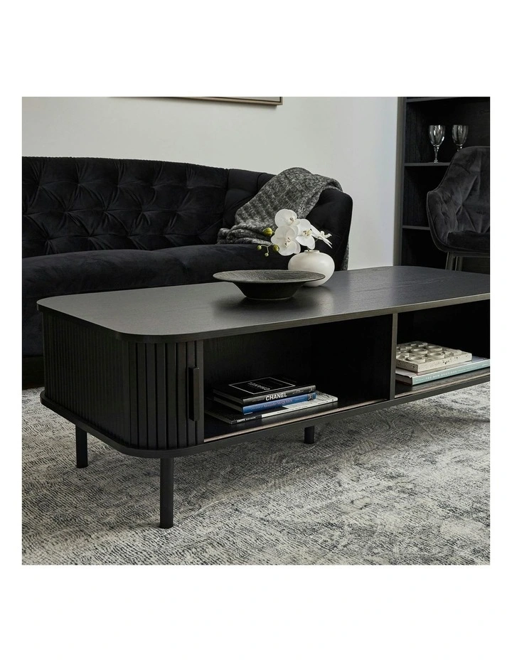Haven Sliding Door Coffee Table 120cm in Black image 7
