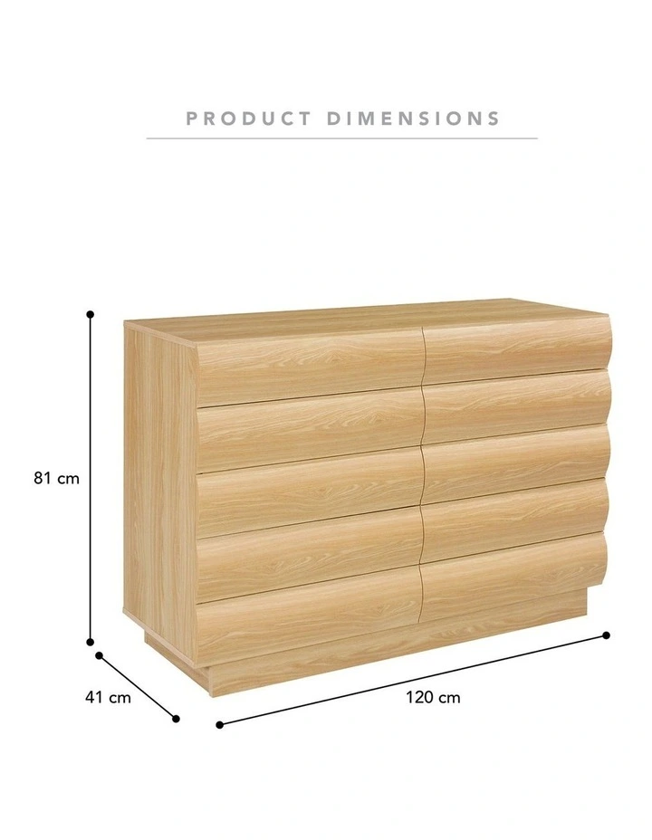 Elsene Chest of 6 Drawers 120cm in Natural image 4