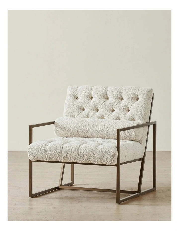 Elliot Woven Fabric Occasional Chair in Cream image 2