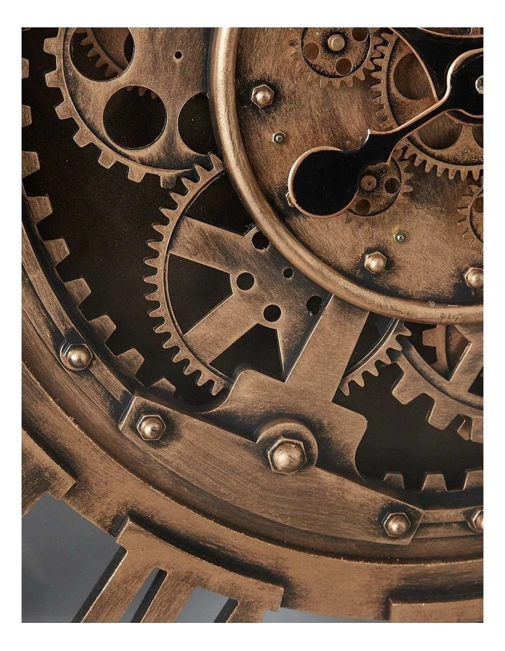 Gustav Antique Brass Finish Wall Clock in Gold image 2