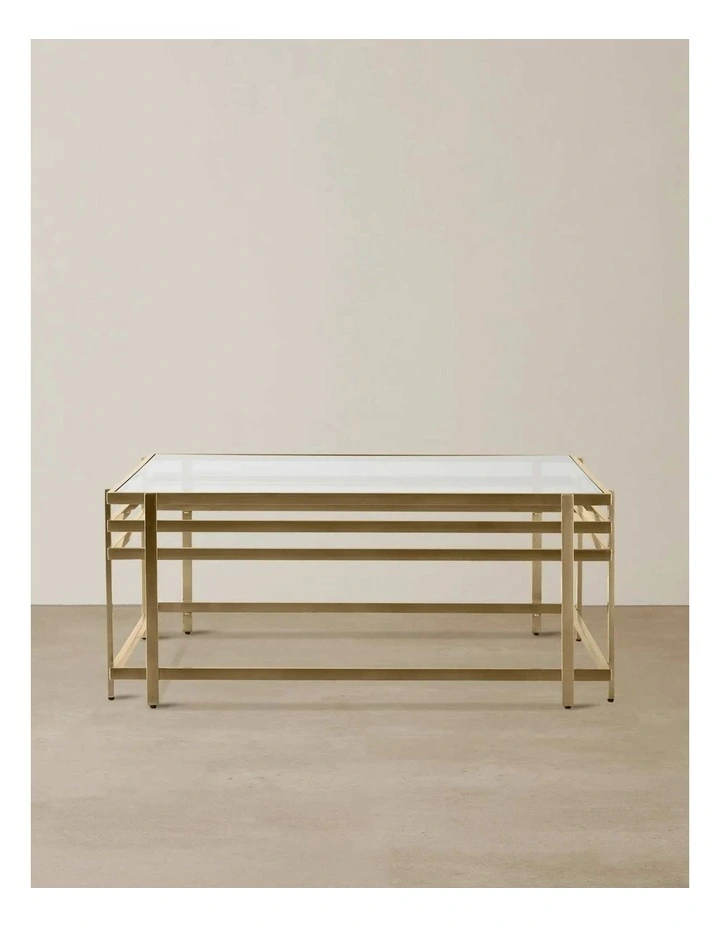 Grazia Brushed Stainless Steel Coffee Table in Gold image 1