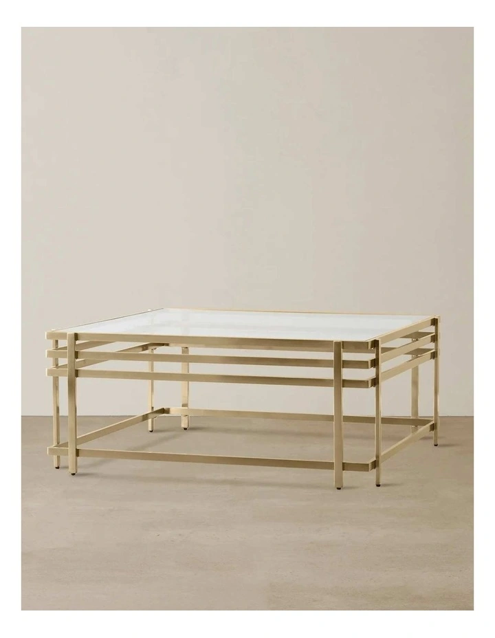 Grazia Brushed Stainless Steel Coffee Table in Gold image 2