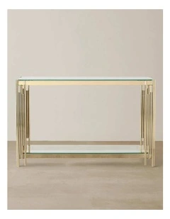 Lindsay Polished Stainless Steel Console Table in Gold