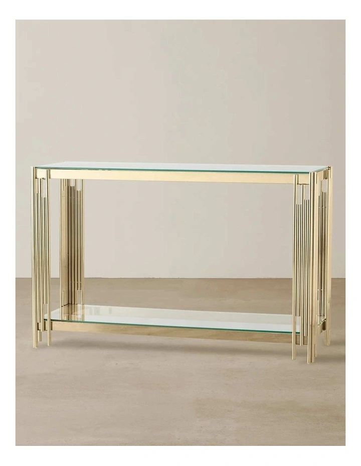 Lindsay Polished Stainless Steel Console Table in Gold image 3