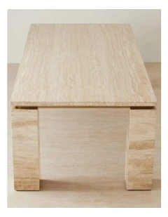 Monolith Travertine Dining Table in Cream