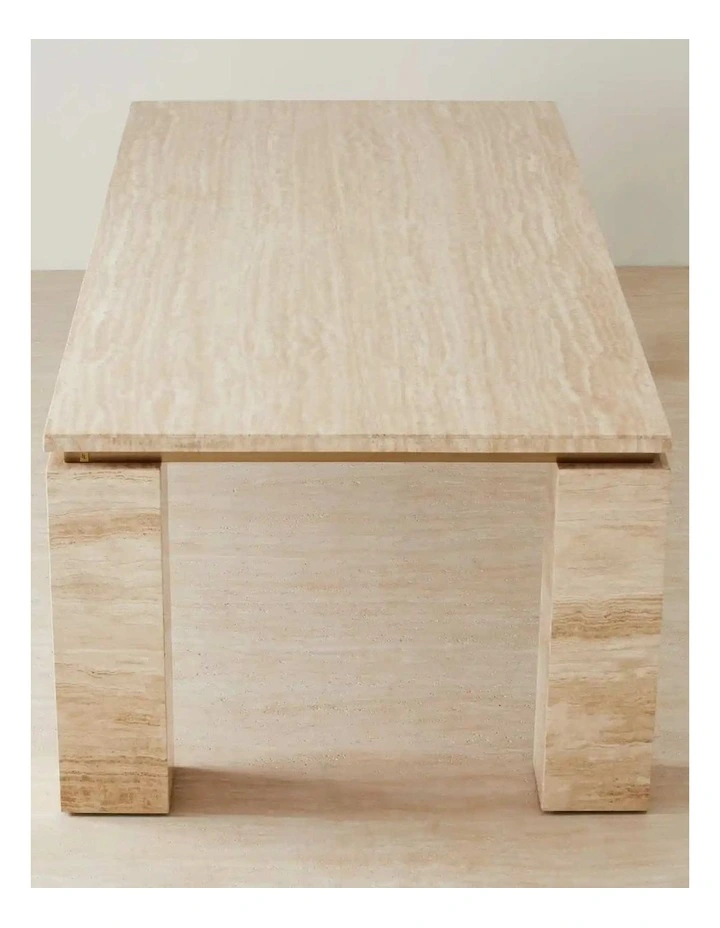 Monolith Travertine Dining Table in Cream image 1