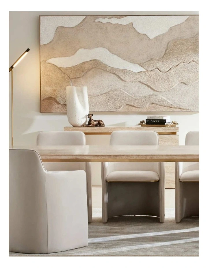 Monolith Travertine Dining Table in Cream image 2
