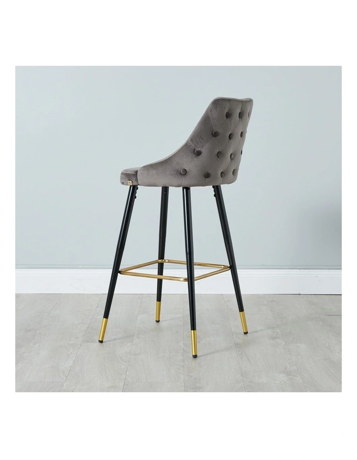 Winston II Velvet Bar Stool In Mushroom Grey image 2