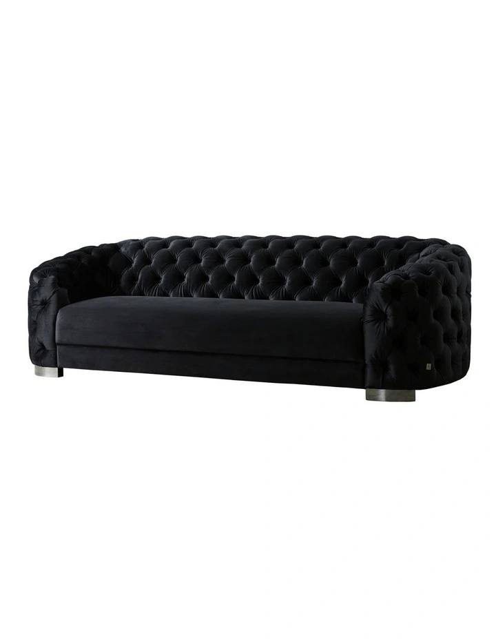 Kelly Sofa with Nickel Legs in Black image 1