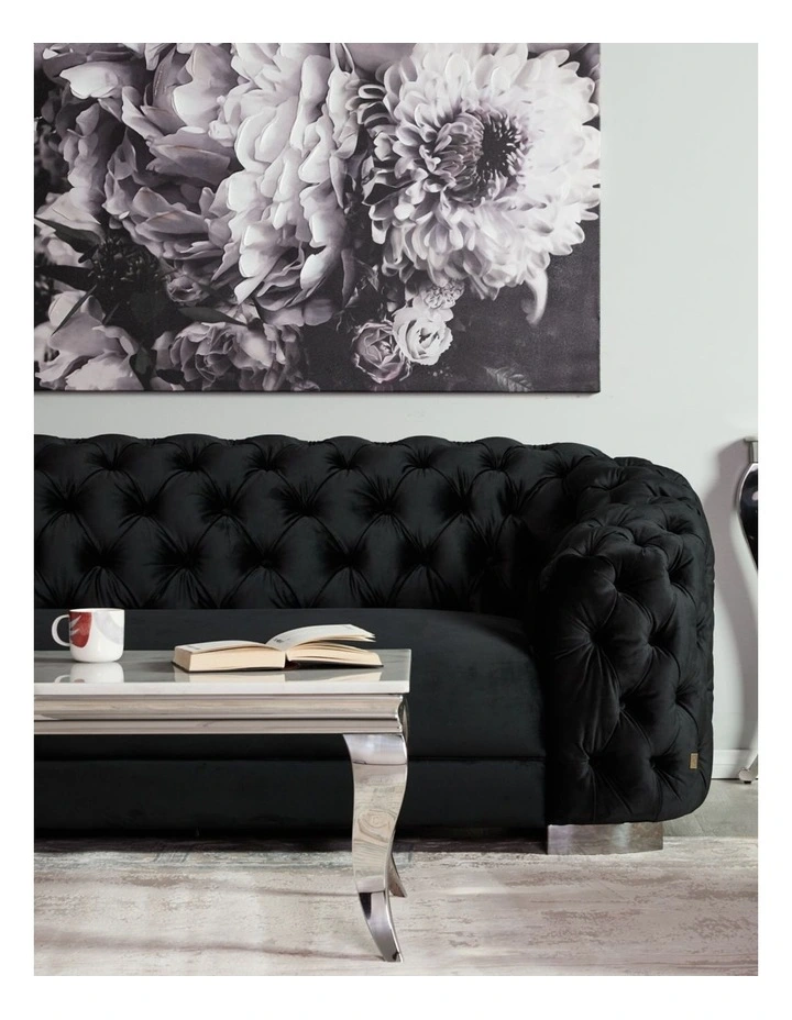 Kelly Sofa with Nickel Legs in Black image 6