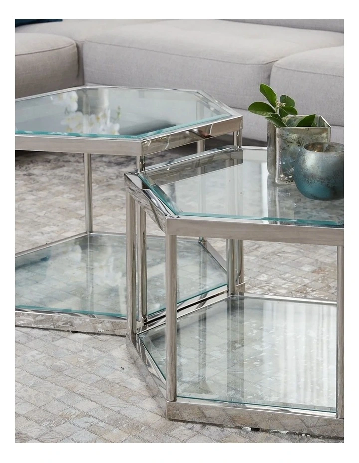 Hexagonal Table 350mm in Silver image 2
