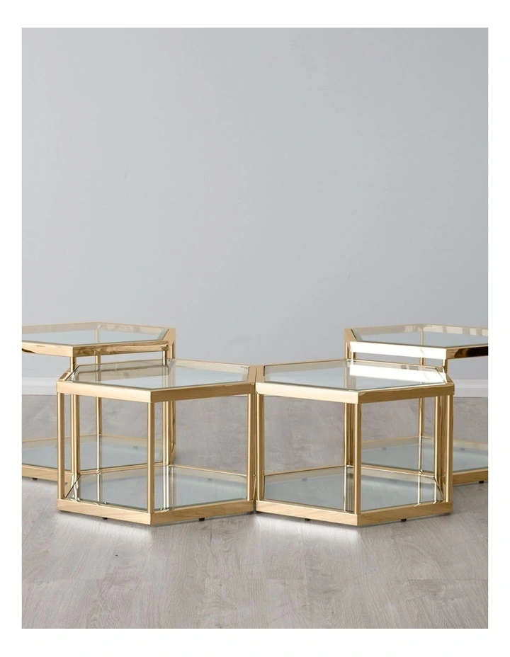 Hexagonal Table H400mm in Gold image 2