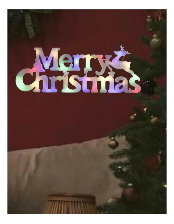 Battery Operated Merry Christmas Sign in Multicolour image 2