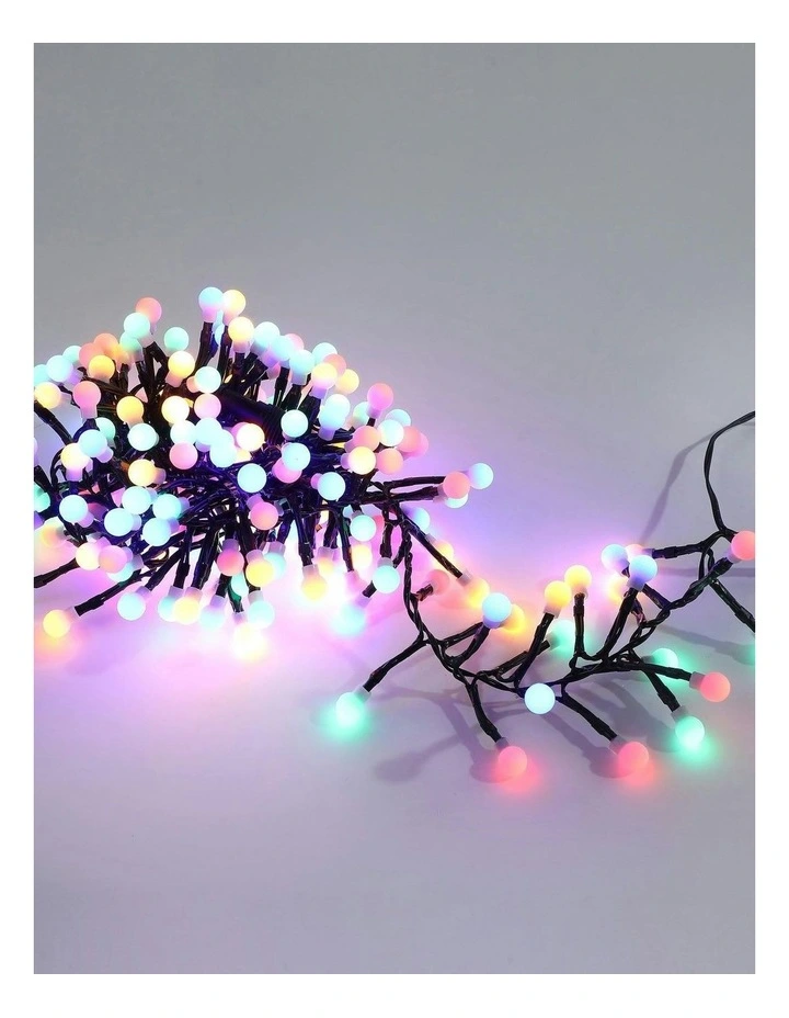 300 LED Connectable Cluster String Light with Cherry Balls in Dark Green Cable Multicolour image 2