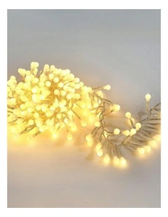 300 LED Connectable Cluster String Light with Cherry Balls in Clear Cable Warm White