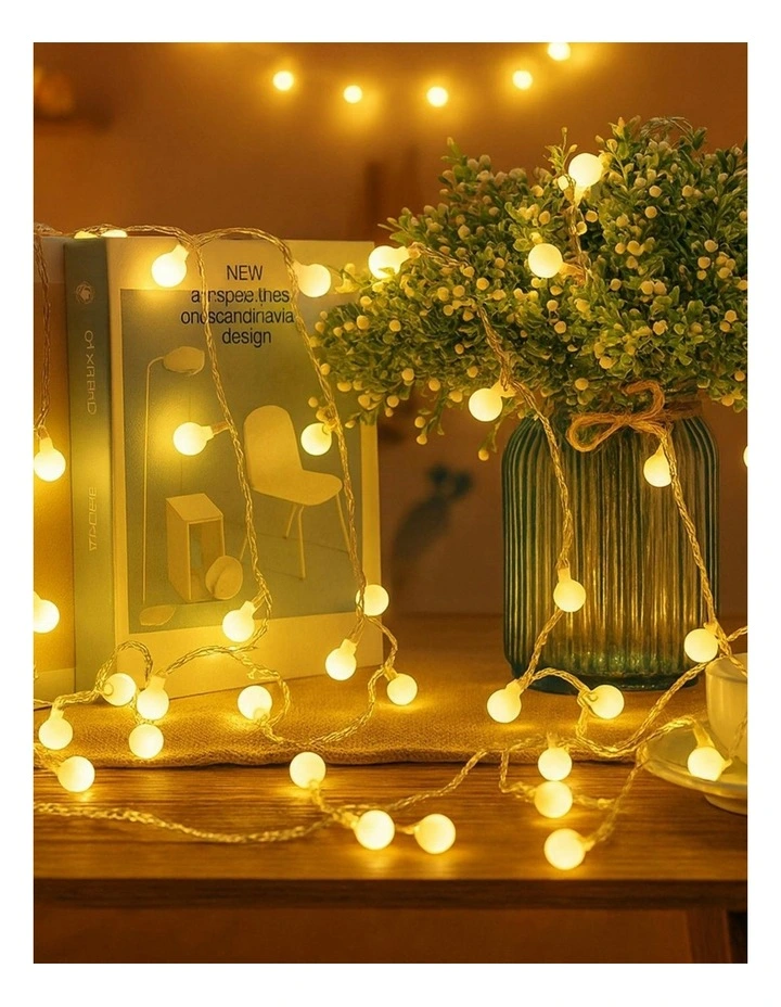 300 LED Connectable Cluster String Light with Cherry Balls in Clear Cable Warm White image 2