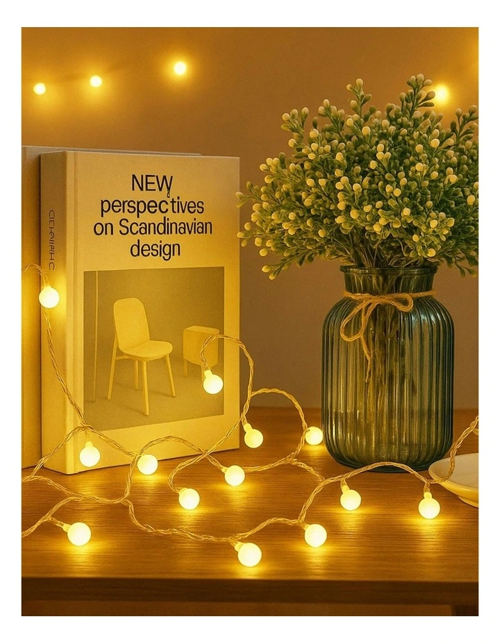 300 LED Connectable Cluster String Light with Cherry Balls in Clear Cable Warm White image 3