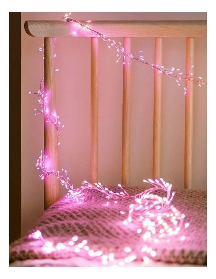 640 Micro LED Cluster Light Silver Cable Pink image 1