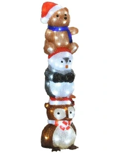 Acrylic Owl Penguin And Bear Stacked H63cm