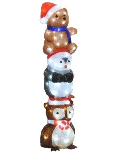 Acrylic Owl Penguin And Bear Stacked H63cm