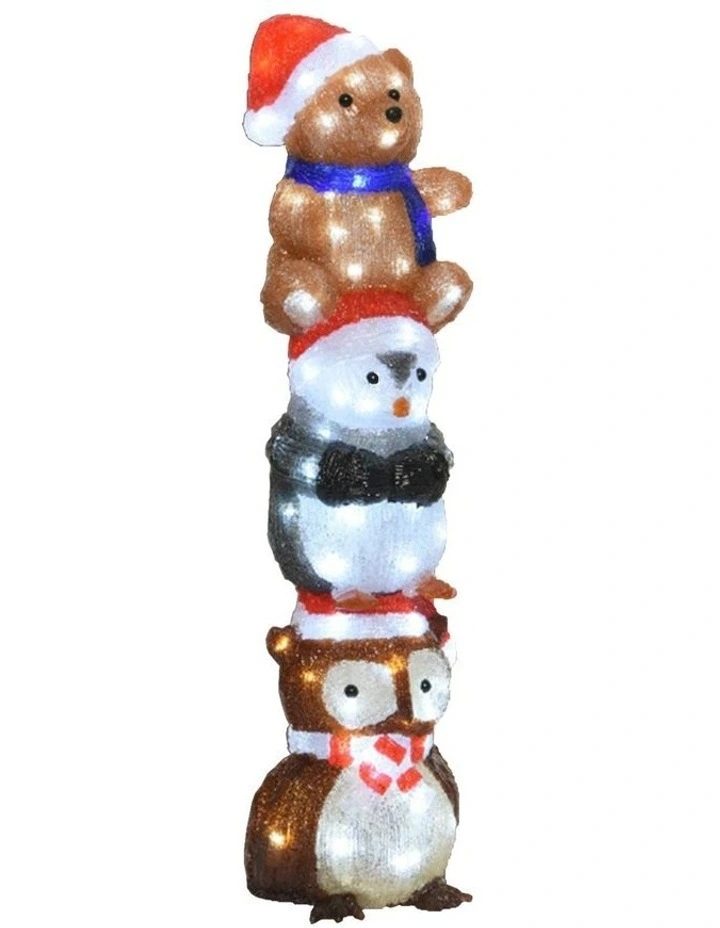 Acrylic Owl Penguin And Bear Stacked H63cm image 1