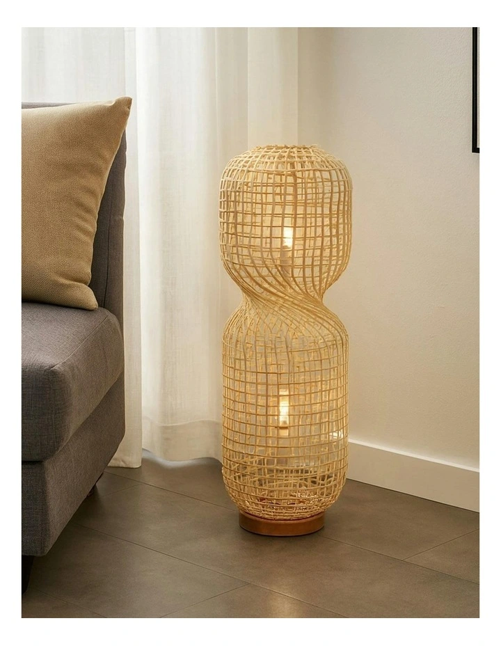 Twirla Rattan Floor Lamp Small in Natural image 3