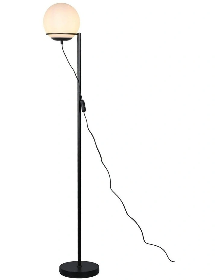 Opal Glass Sphera Floor Lamp in Black image 1