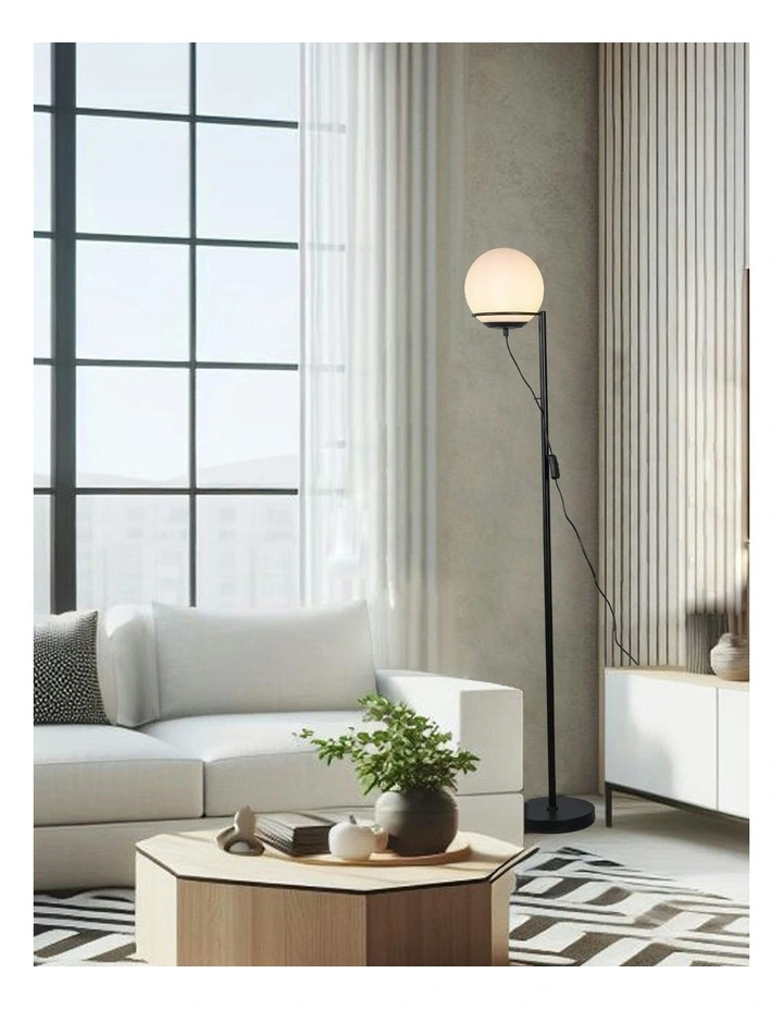 Opal Glass Sphera Floor Lamp in Black image 6