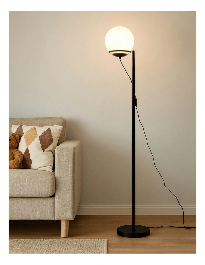 Opal Glass Sphera Floor Lamp in Black image 7