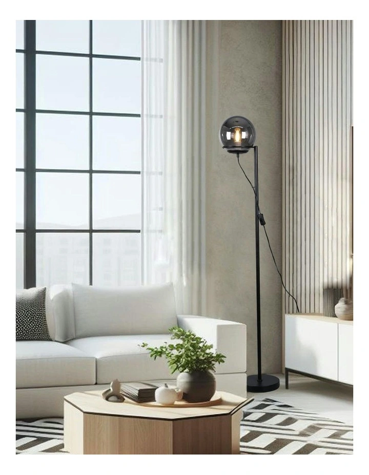Smoky Glass Sphera Floor Lamp in Grey image 2