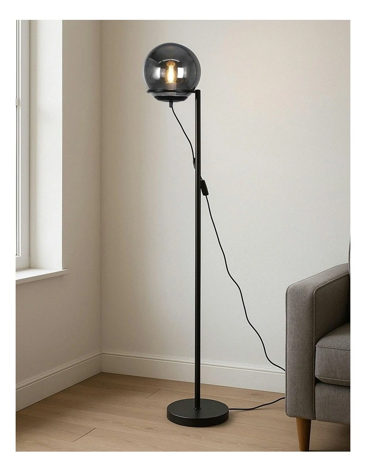 Smoky Glass Sphera Floor Lamp in Grey image 3