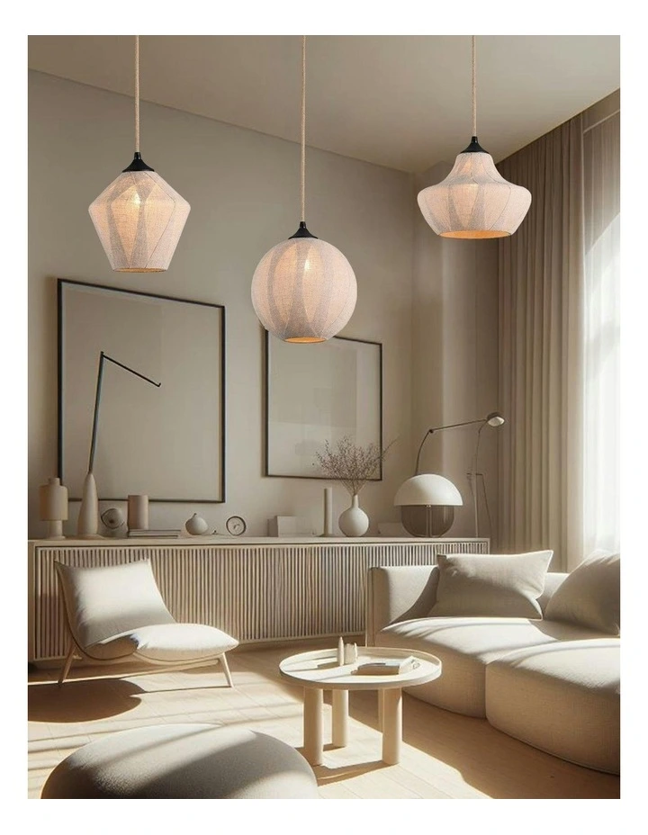 Round Vesselia Pendant Light in Beige image 7