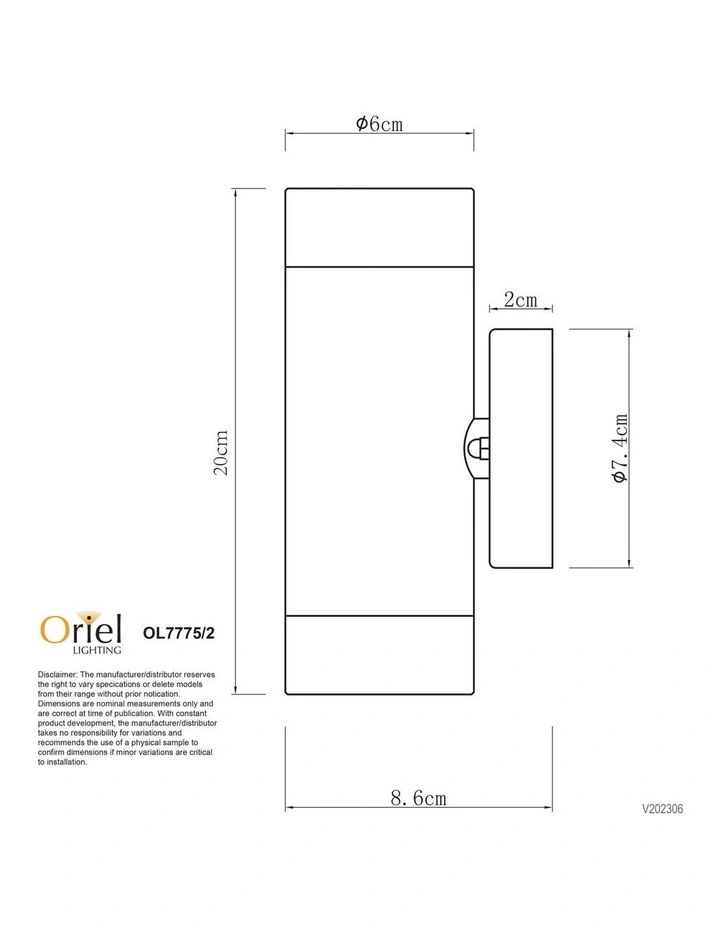 Zeta Up/Down LED Ready Wall Light 2 Pieces in Black image 2