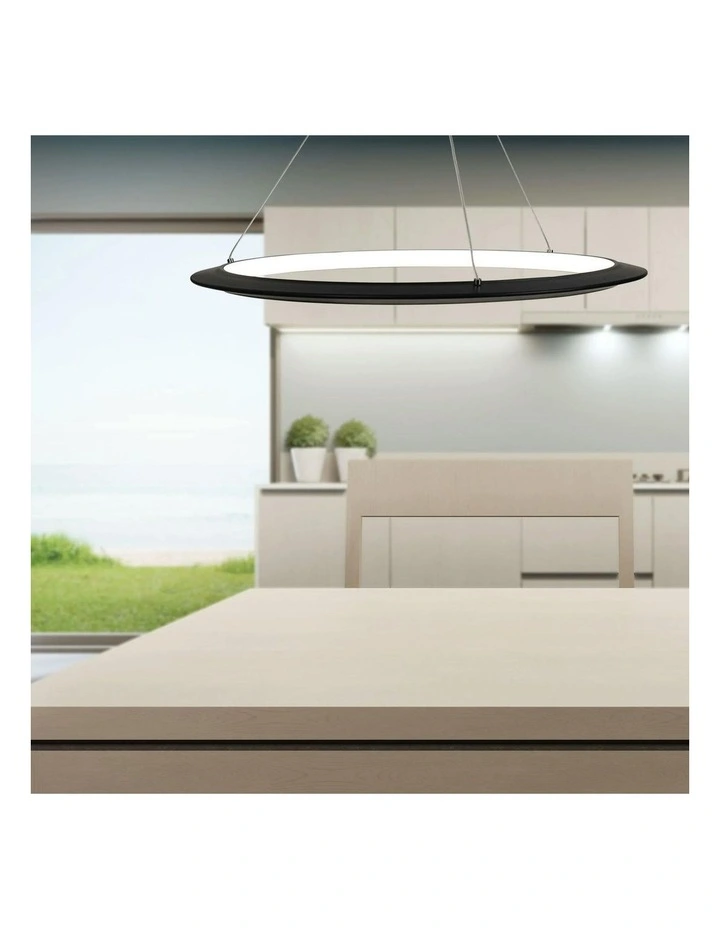 Saturn Modern Tricolour LED Halo Pendant Light 60cm in Black image 3