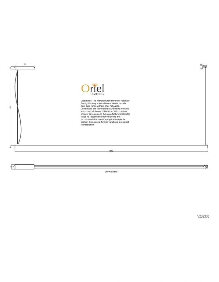 Shard Slimline Tricolour LED Pendant Light 1800cm in Black image 4