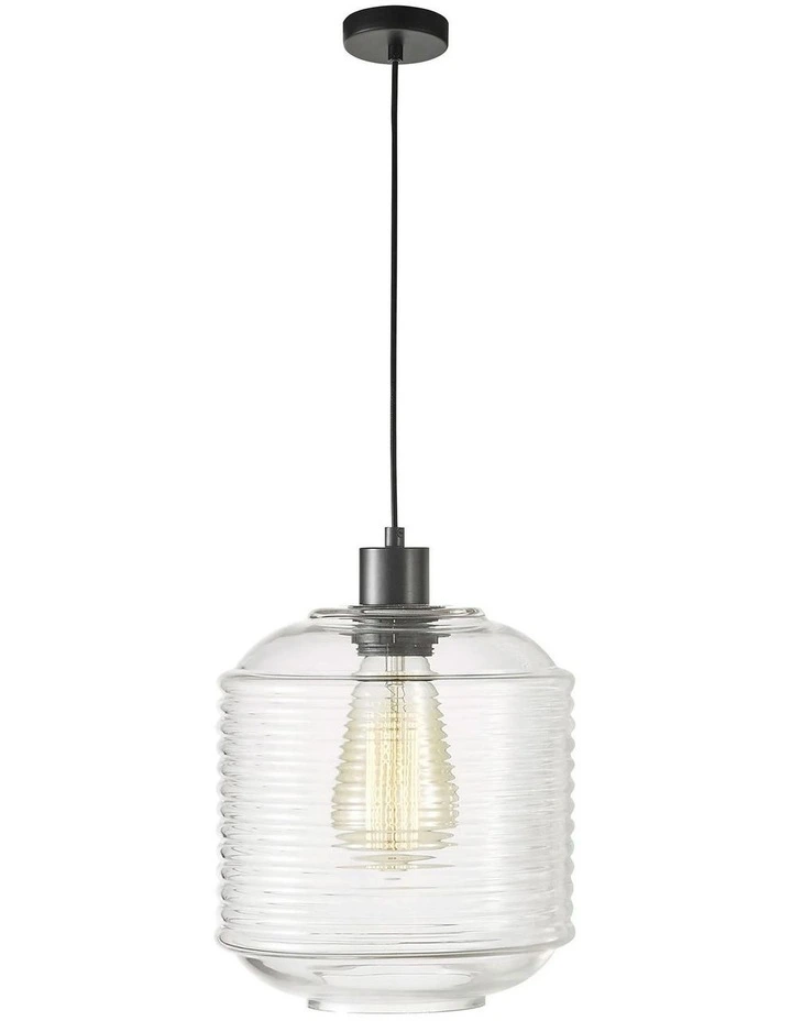 Marconi Single Pendant Light Clear Glass 25cm image 1